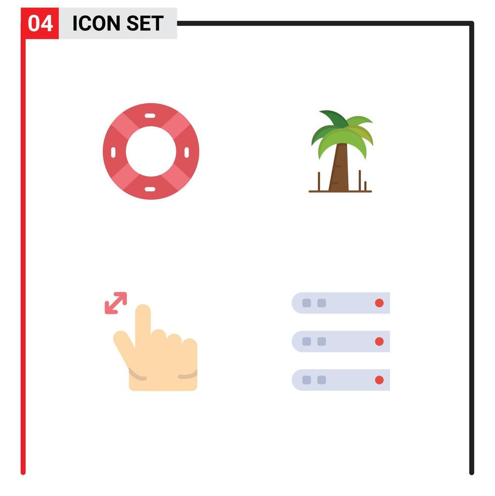 Mobile Interface Flat Icon Set of 4 Pictograms of help zoom ui brazil files Editable Vector Design Elements