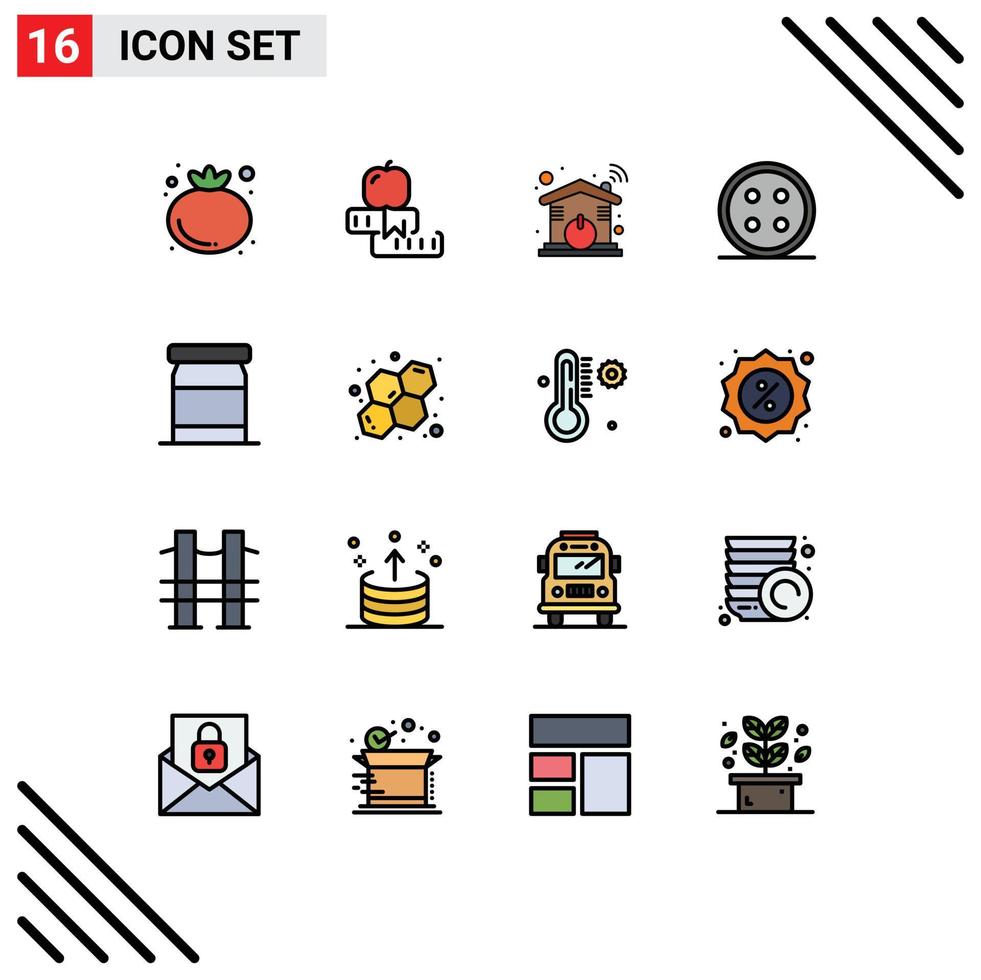 Modern Set of 16 Flat Color Filled Lines and symbols such as baby shirt automation sewing accessories Editable Creative Vector Design Elements