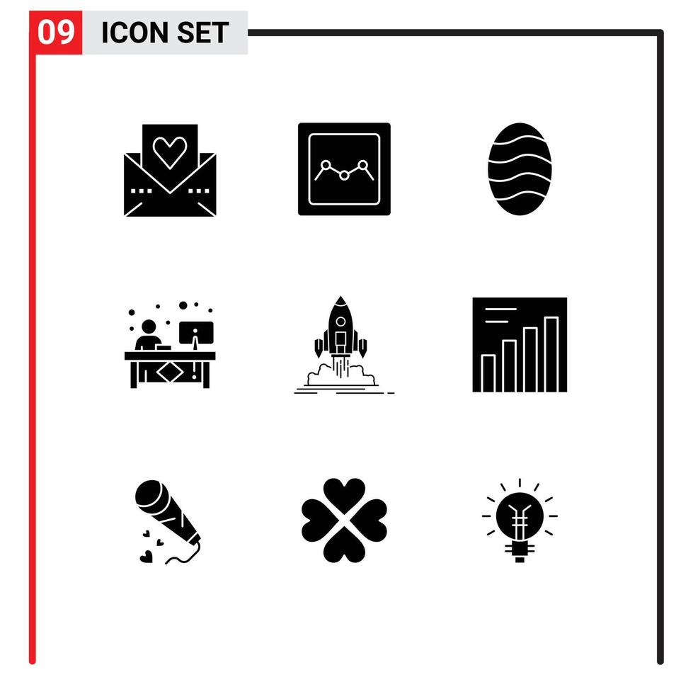 Universal Icon Symbols Group of 9 Modern Solid Glyphs of mission reception baking front counter Editable Vector Design Elements