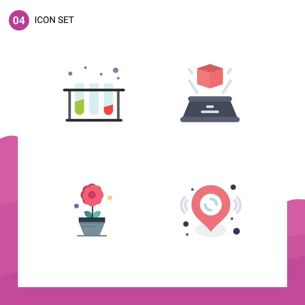 Universal Icon Symbols Group of 4 Modern Flat Icons of medical growth tub imagination pin Editable Vector Design Elements