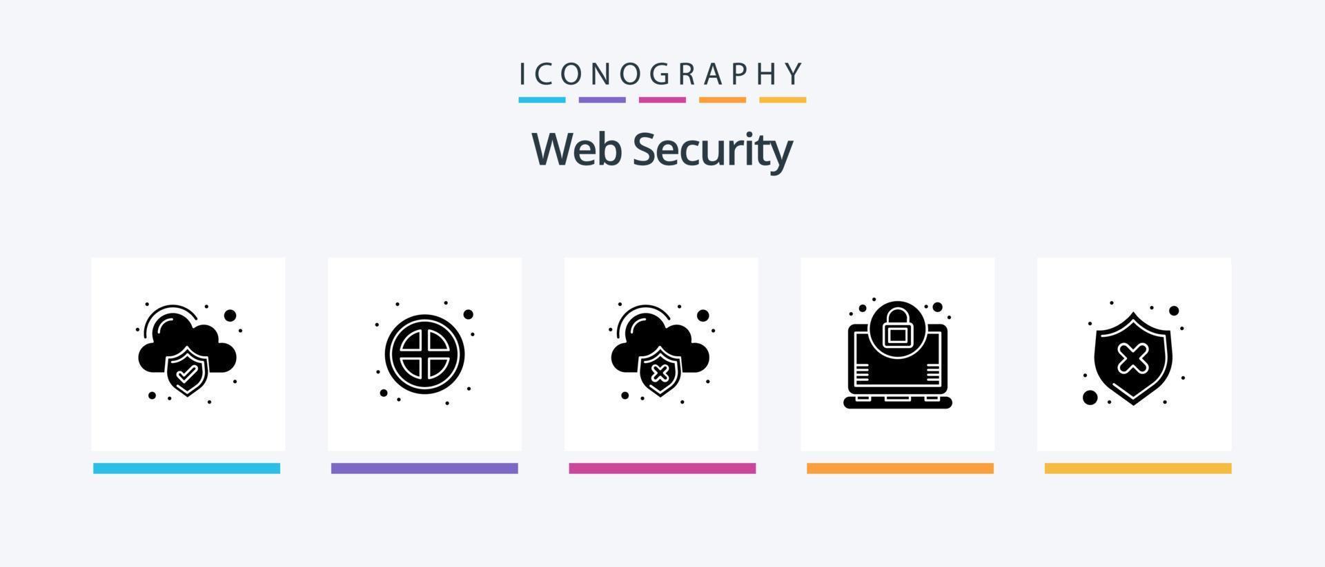 Web Security Glyph 5 Icon Pack Including protection. failed. data. lock. encryption. Creative Icons Design vector