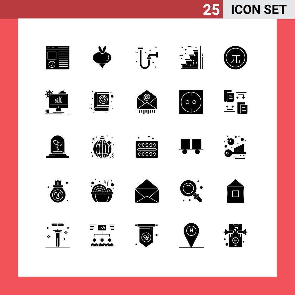 Pack of 25 Modern Solid Glyphs Signs and Symbols for Web Print Media such as up stage spring floor pipe Editable Vector Design Elements