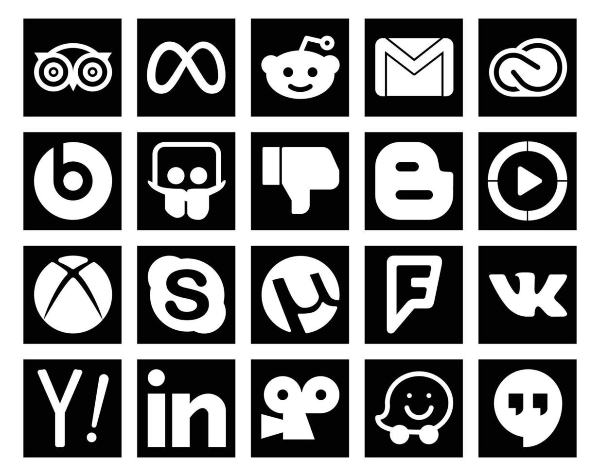 20 Social Media Icon Pack Including xbox windows media player creative cloud blogger slideshare vector