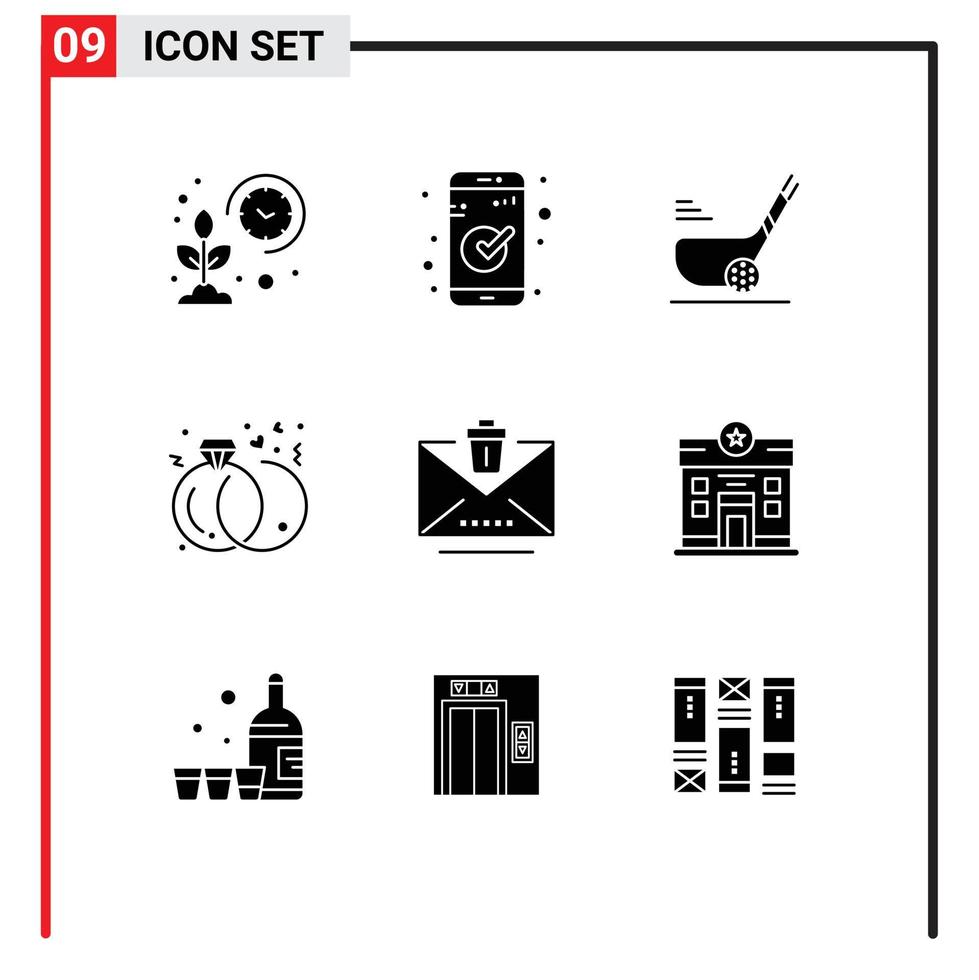 9 Solid Glyph concept for Websites Mobile and Apps rings engagement ui diamond short Editable Vector Design Elements