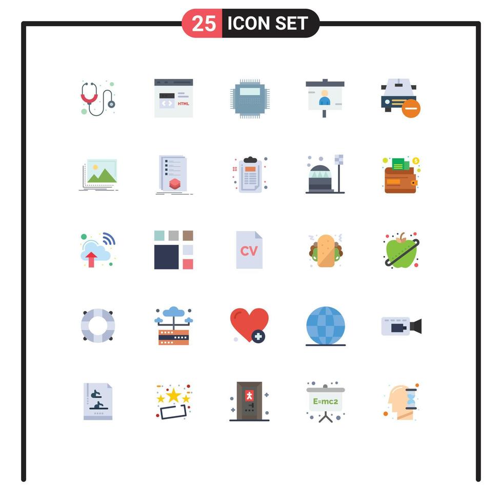 Pictogram Set of 25 Simple Flat Colors of presentation finance html business pc Editable Vector Design Elements