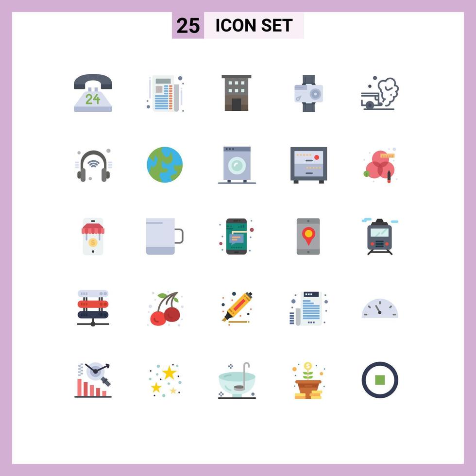 Modern Set of 25 Flat Colors Pictograph of photo digital building action shops Editable Vector Design Elements
