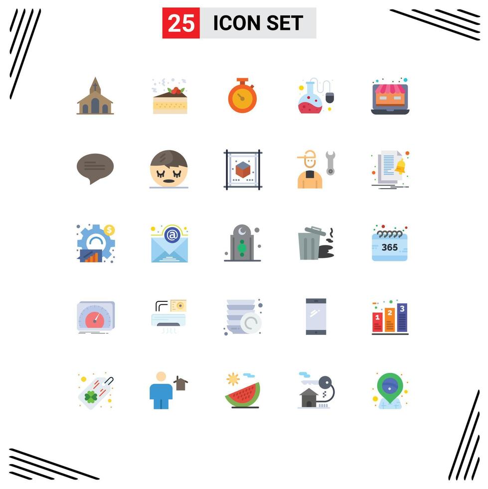 Set of 25 Vector Flat Colors on Grid for web laptop timmer online science education lab test Editable Vector Design Elements