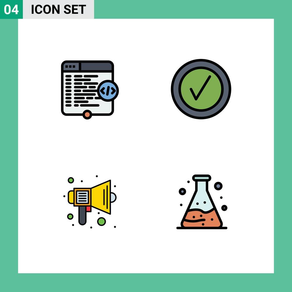 Stock Vector Icon Pack of 4 Line Signs and Symbols for code education window good sound Editable Vector Design Elements