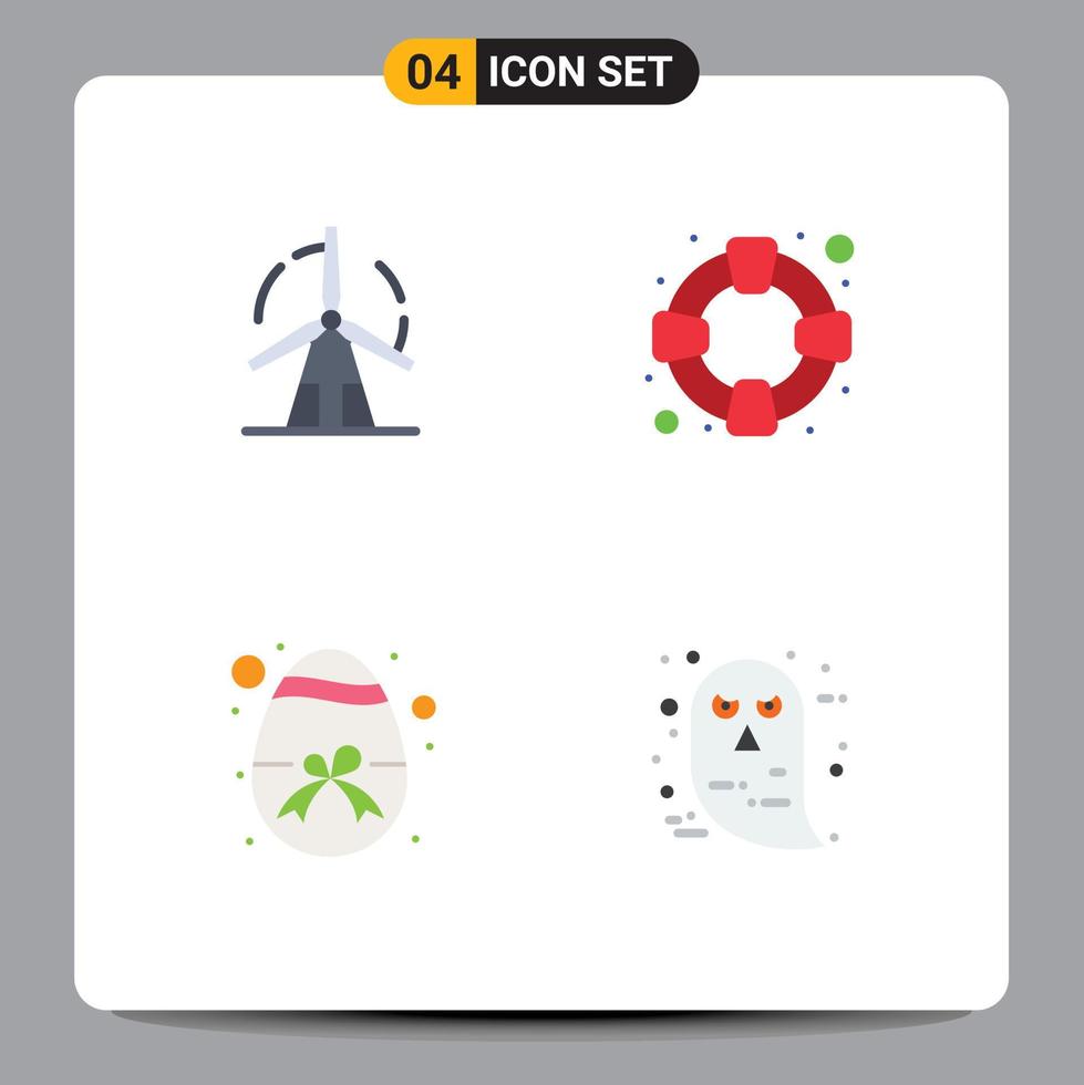 Pack of 4 creative Flat Icons of clean egg power safety nature Editable Vector Design Elements