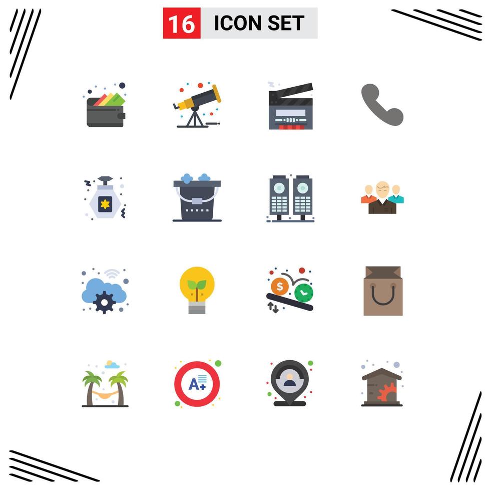 Universal Icon Symbols Group of 16 Modern Flat Colors of clean night clip perfume incoming Editable Pack of Creative Vector Design Elements