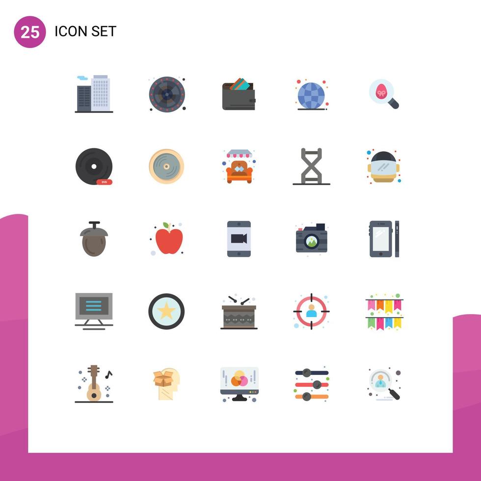 Modern Set of 25 Flat Colors and symbols such as search internet cash globe money Editable Vector Design Elements