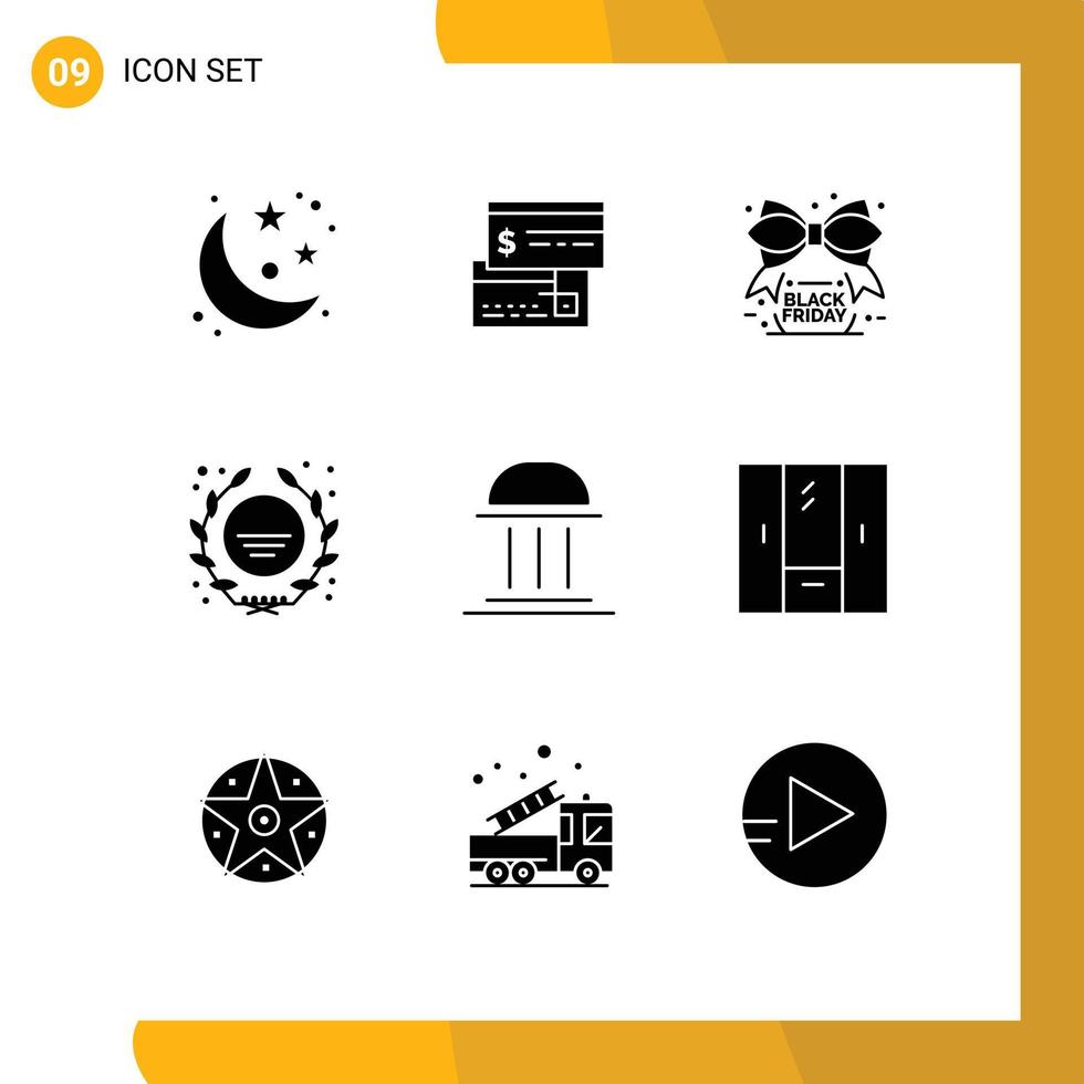 Modern Set of 9 Solid Glyphs Pictograph of architecture star direct badge sale Editable Vector Design Elements