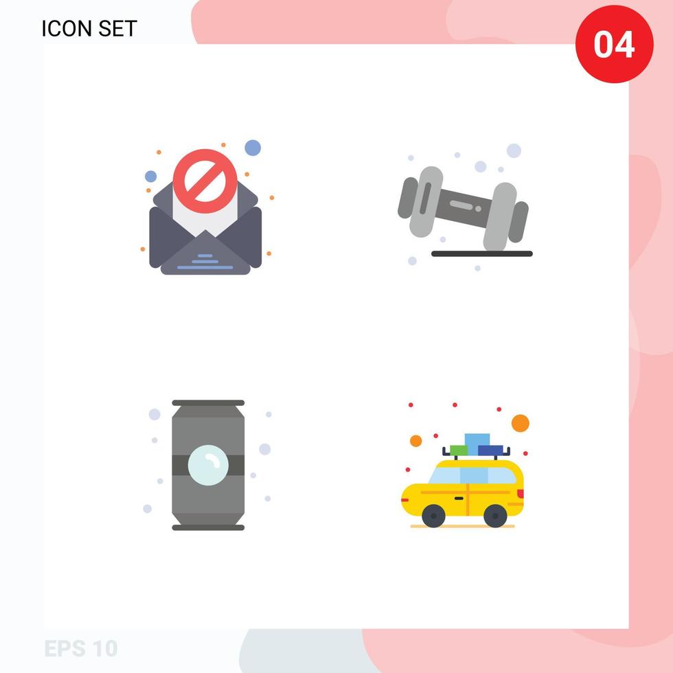 Stock Vector Icon Pack of 4 Line Signs and Symbols for email coffee diet gym soft drink Editable Vector Design Elements