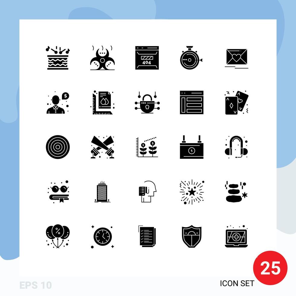 25 Solid Glyph concept for Websites Mobile and Apps stopwatch optimization develop management site Editable Vector Design Elements