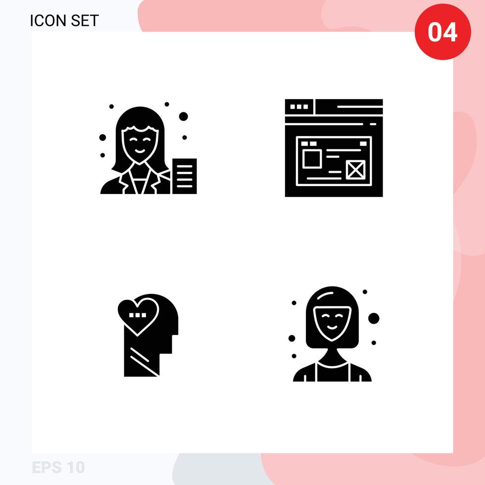 conjunto de 4 4 moderno ui íconos símbolos señales para Blog diseño hembra página amor editable vector diseño elementos
