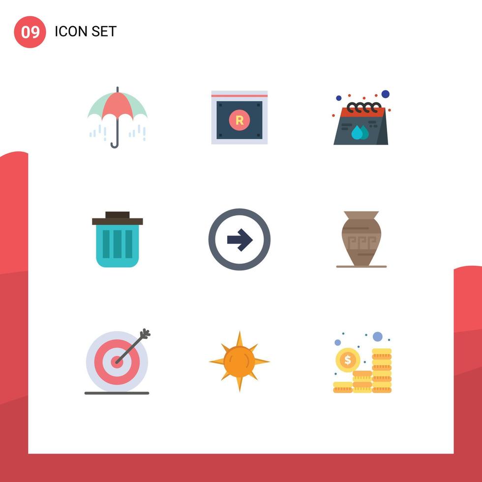 Universal Icon Symbols Group of 9 Modern Flat Colors of can basket online trash print Editable Vector Design Elements