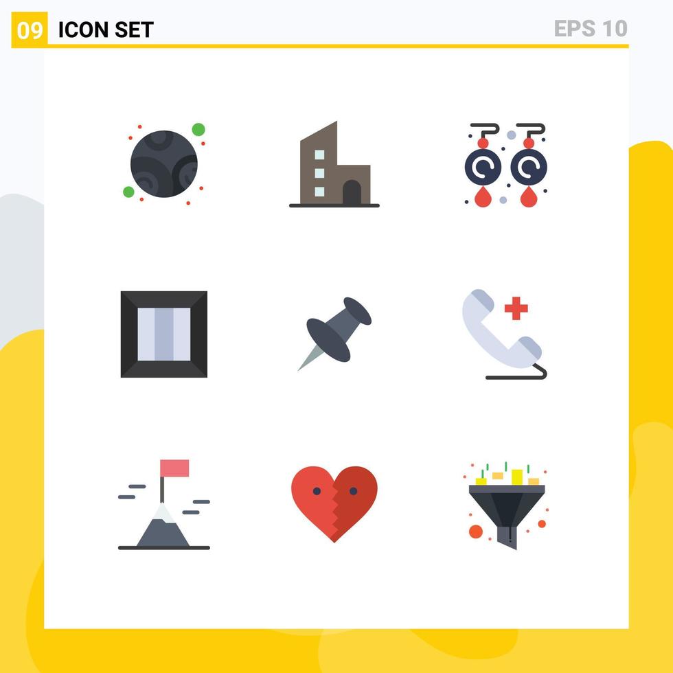 Universal Icon Symbols Group of 9 Modern Flat Colors of marker logistic earrings delivery box Editable Vector Design Elements