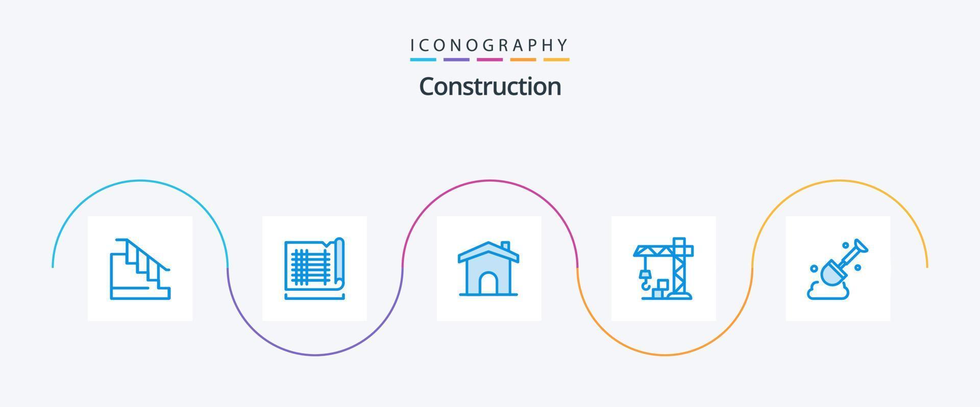 Construction Blue 5 Icon Pack Including tool. construction. building. crane. architecture vector