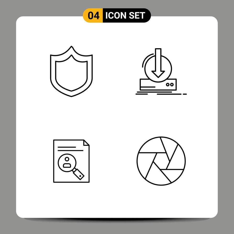 4 Creative Icons Modern Signs and Symbols of defense clipboard addition download cv Editable Vector Design Elements