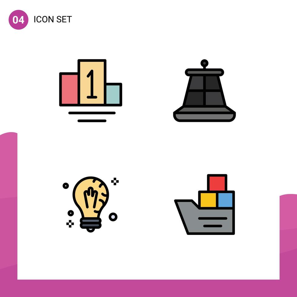 4 Filledline Flat Color concept for Websites Mobile and Apps podium light marine bulb good Editable Vector Design Elements
