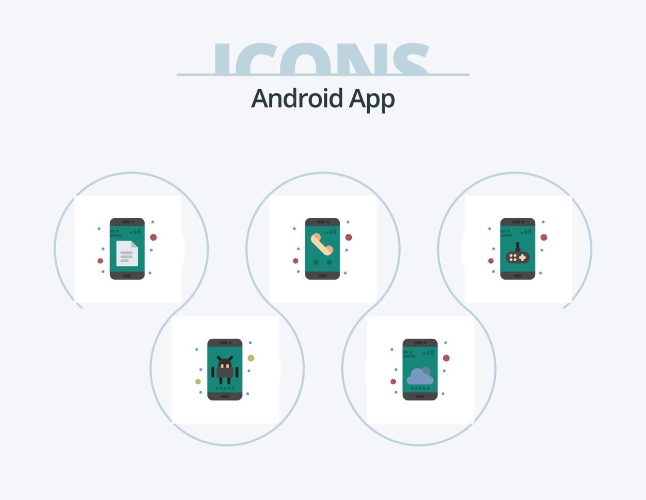 Android App Flat Icon Pack 5 Icon Design. app. phone. data. mobile. app vector
