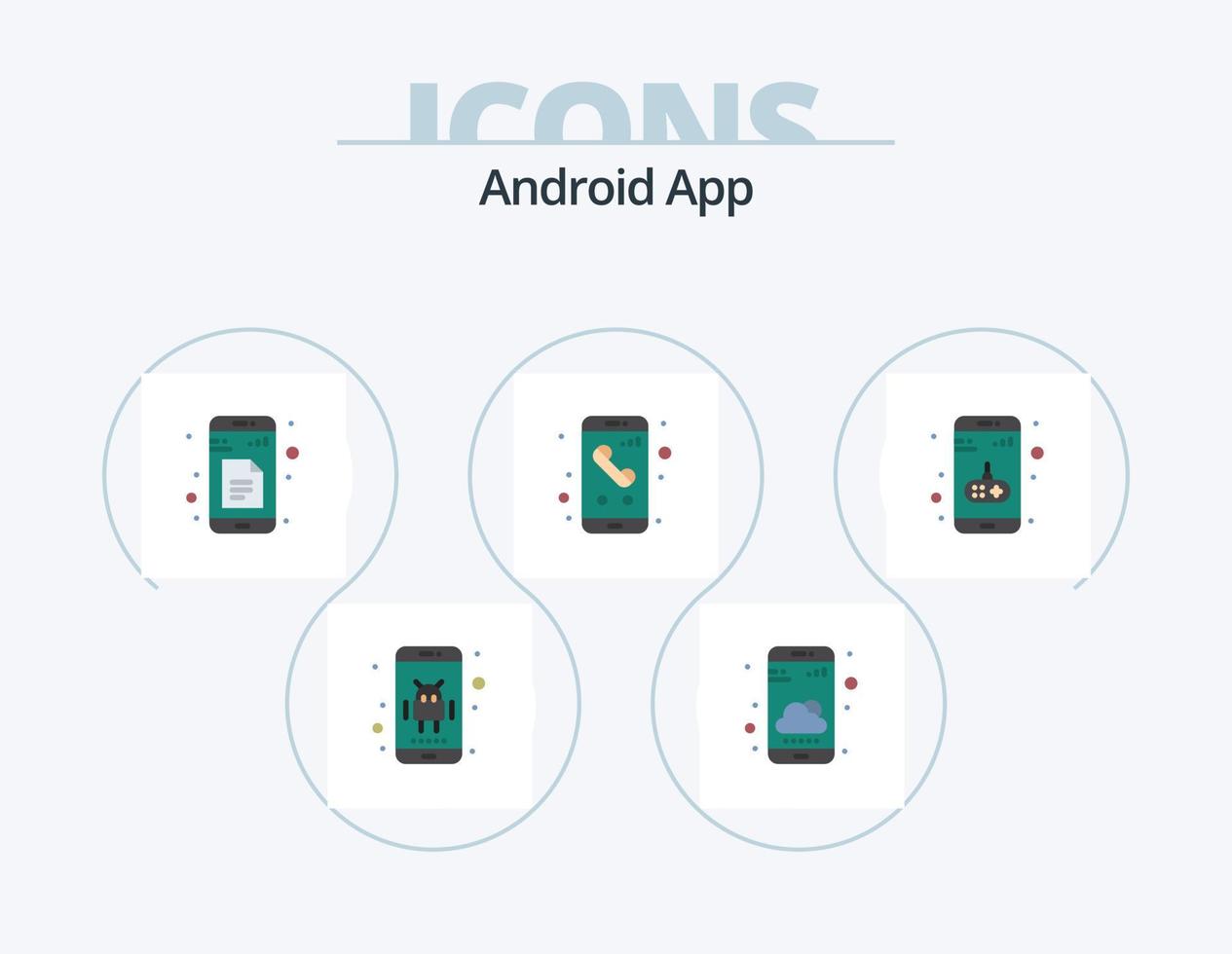 androide aplicación plano icono paquete 5 5 icono diseño. aplicación teléfono. datos. móvil. aplicación vector