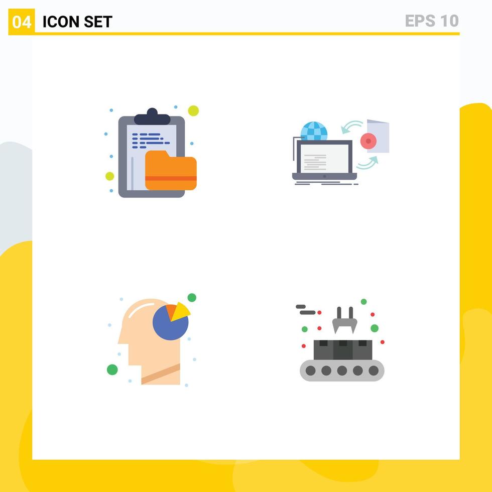 4 Universal Flat Icon Signs Symbols of archive publishing file online graph Editable Vector Design Elements