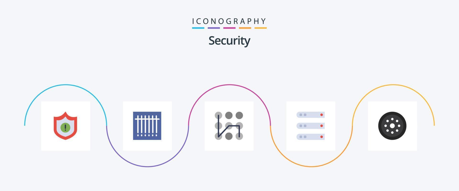 Security Flat 5 Icon Pack Including protection. lock. secure. server. hosting vector