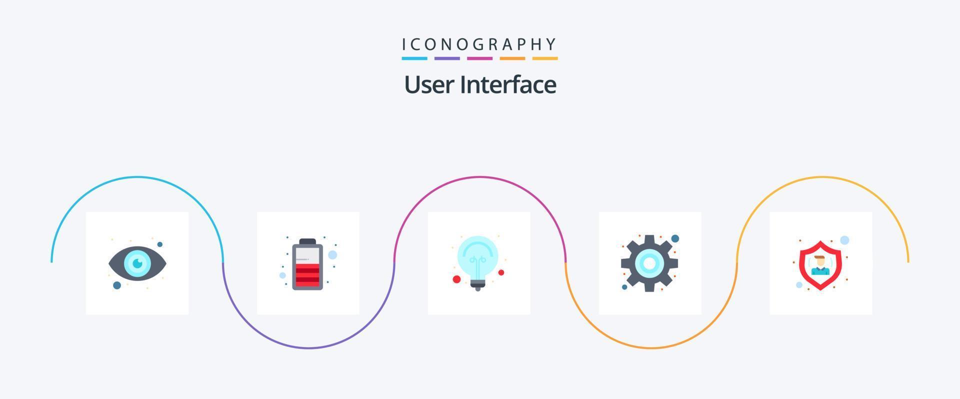 User Interface Flat 5 Icon Pack Including . protect. light. people. settings vector