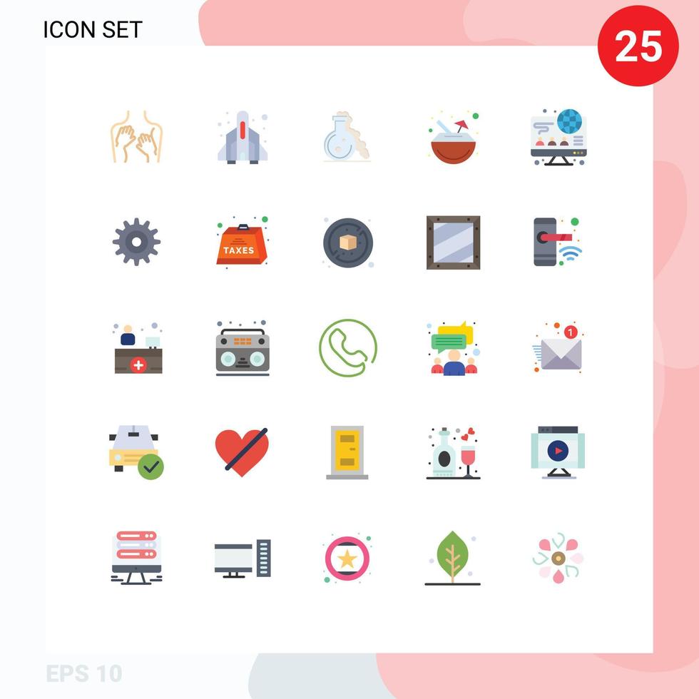 Pictogram Set of 25 Simple Flat Colors of computer cocktail play carnival medical Editable Vector Design Elements