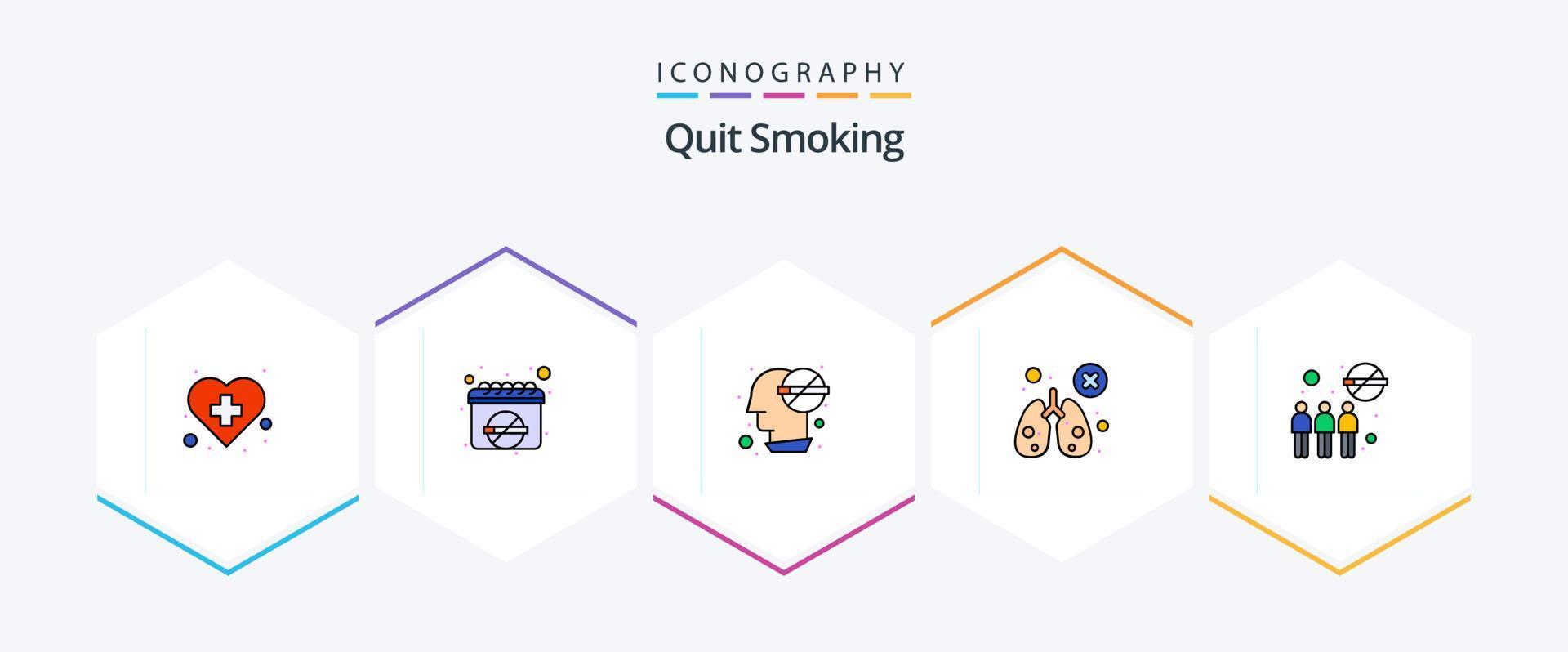 Quit Smoking 25 FilledLine icon pack including organ. health. smoking patient. biology. problem vector