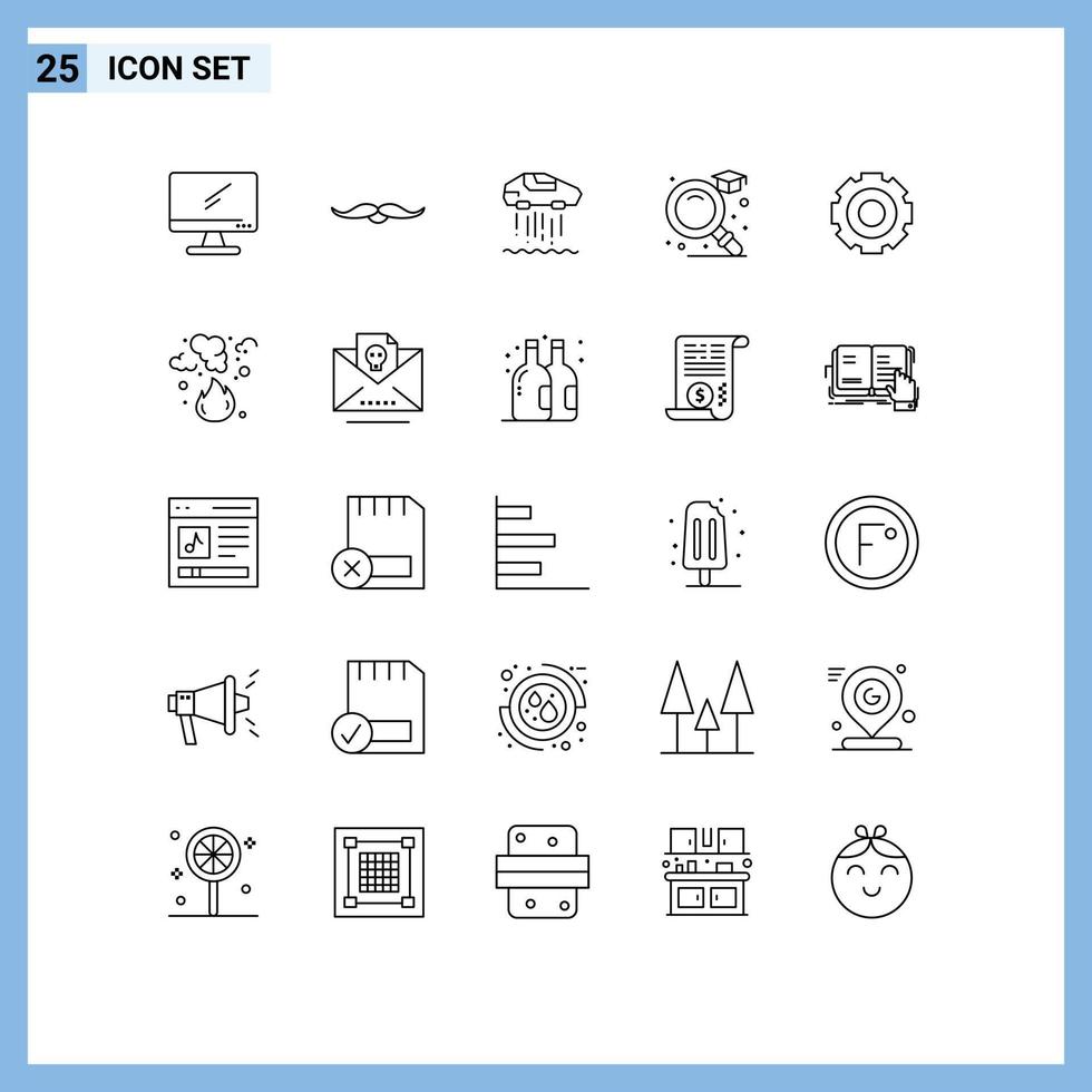 Set of 25 Modern UI Icons Symbols Signs for basic find male education car Editable Vector Design Elements