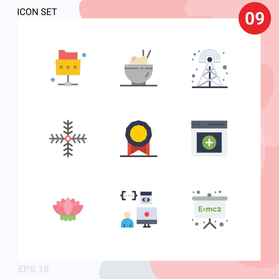 Modern Set of 9 Flat Colors and symbols such as communication license radio bonus snowflake Editable Vector Design Elements