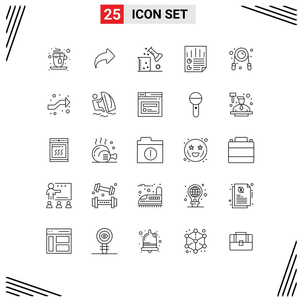 Group of 25 Modern Lines Set for exercise report chemistry page data Editable Vector Design Elements