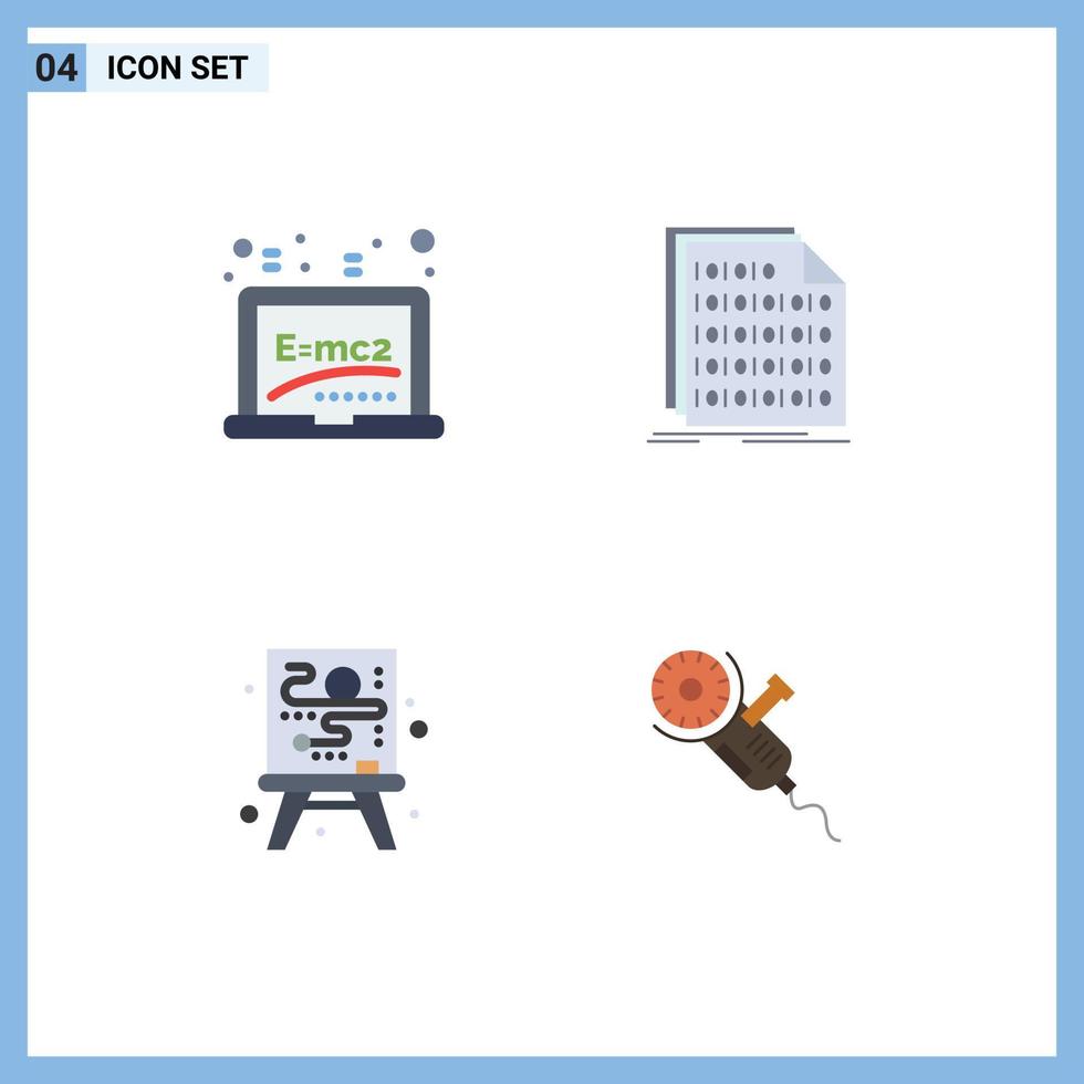 4 Flat Icon concept for Websites Mobile and Apps learning canvas formula coding process Editable Vector Design Elements