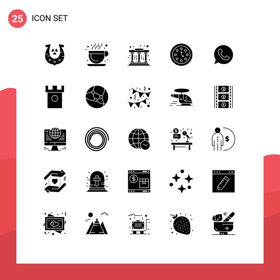 25 Creative Icons Modern Signs and Symbols of telephone app pillars timer date Editable Vector Design Elements
