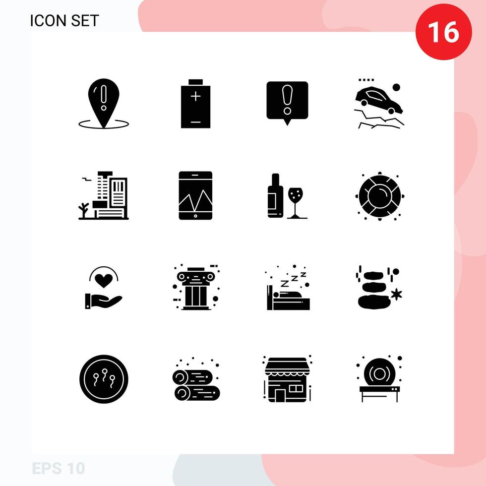 16 Creative Icons Modern Signs and Symbols of real office chat error slope car Editable Vector Design Elements