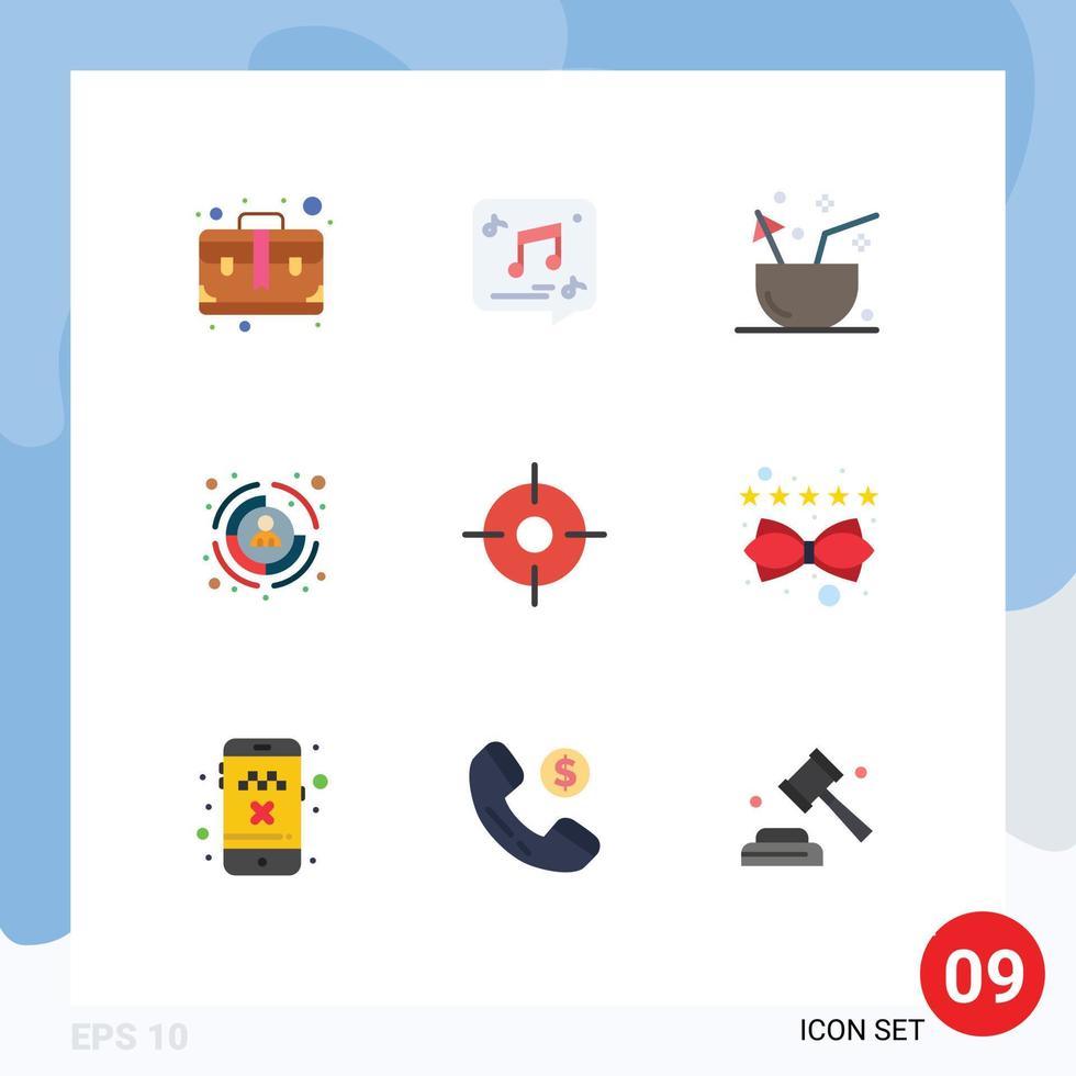 Set of 9 Modern UI Icons Symbols Signs for target customer note business summer Editable Vector Design Elements