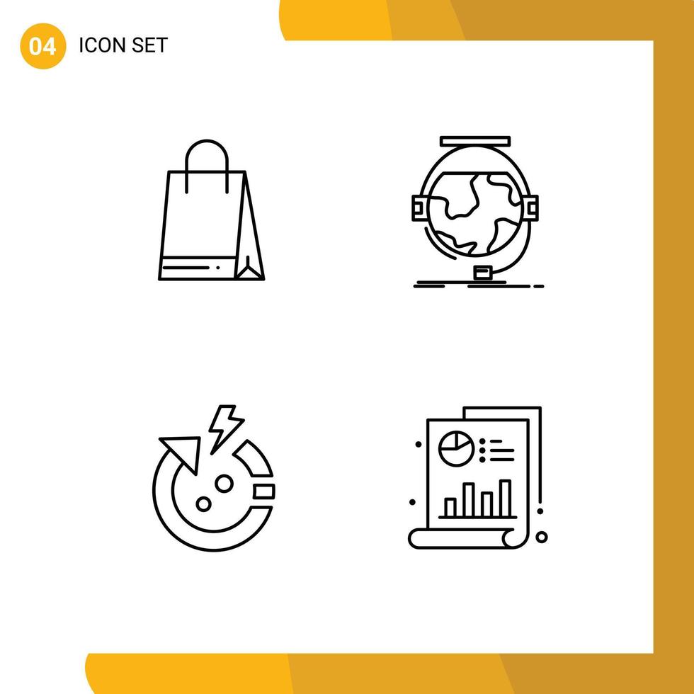 4 Line concept for Websites Mobile and Apps bag power consultation e learning world Editable Vector Design Elements