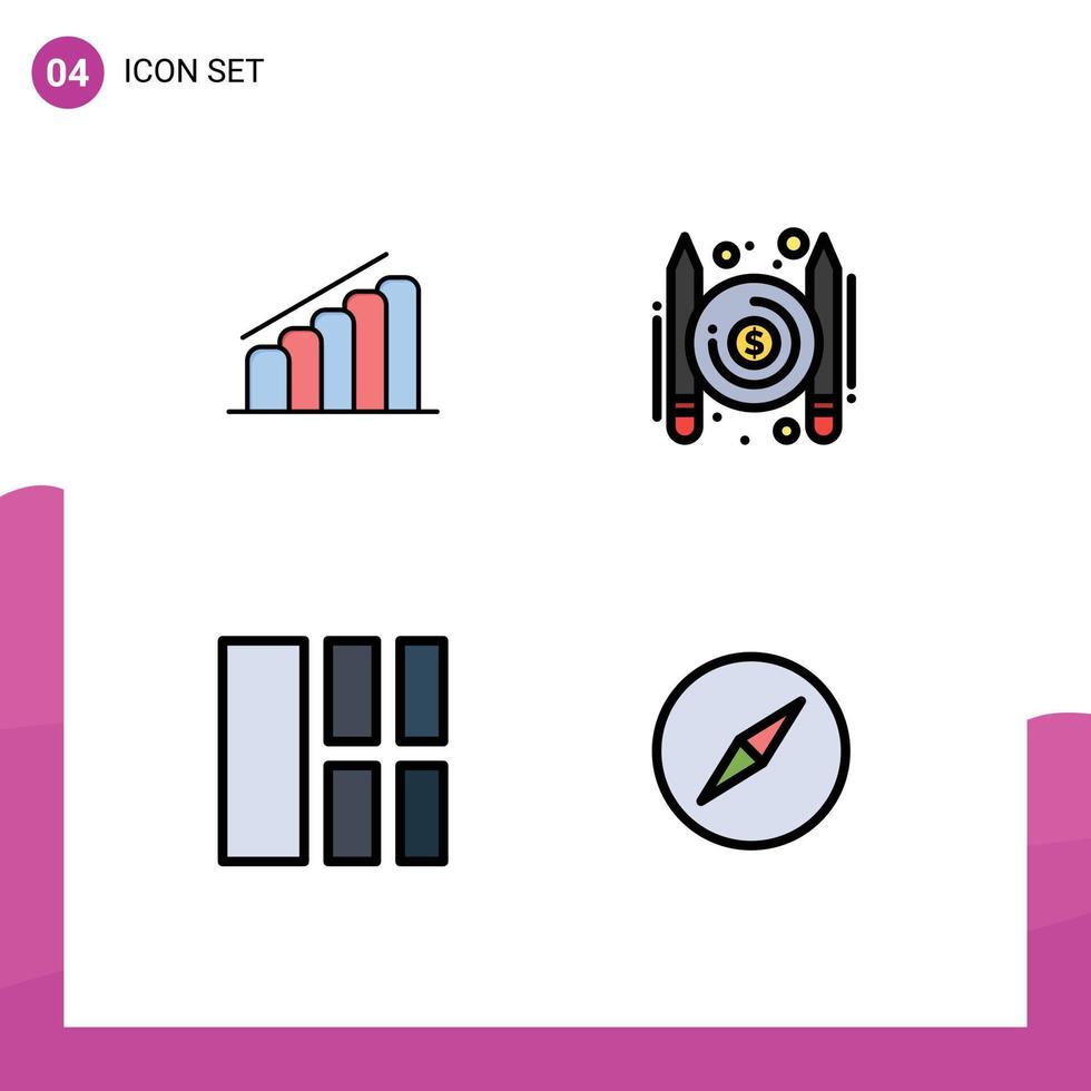 Stock Vector Icon Pack of 4 Line Signs and Symbols for chart image analysis pay layout Editable Vector Design Elements