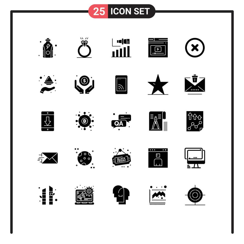 25 Universal Solid Glyph Signs Symbols of website page love internet term Editable Vector Design Elements