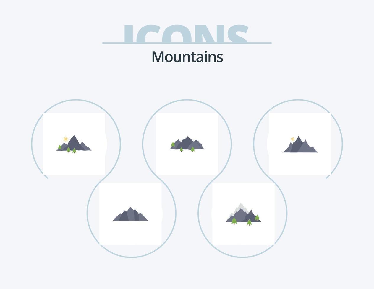 Mountains Flat Icon Pack 5 Icon Design. . . nature. sun. nature vector