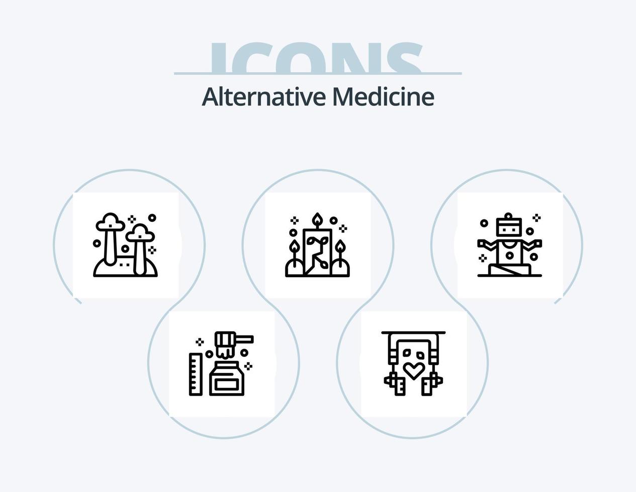 Alternative Medicine Line Icon Pack 5 Icon Design. massage. produce. healthy. natural. ecology vector