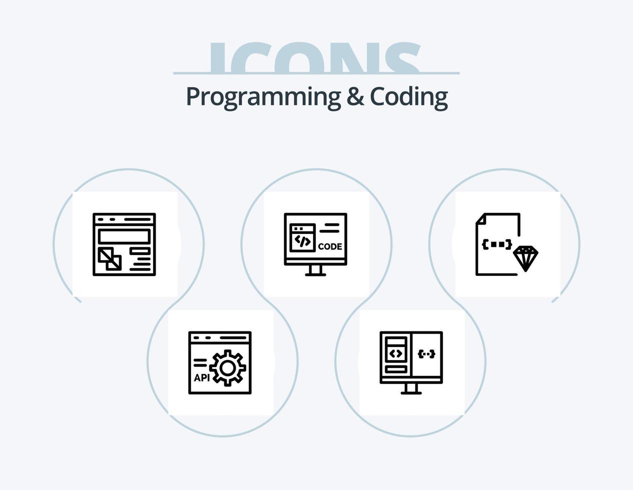 programación y codificación línea icono paquete 5 5 icono diseño. desarrollo. codificación. desarrollo. error. desarrollar vector