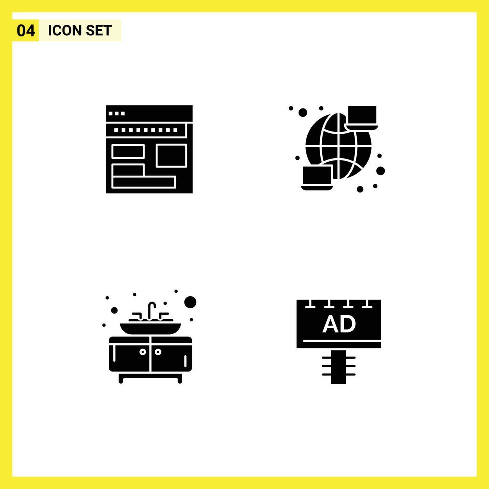 Pack of Modern Solid Glyphs Signs and Symbols for Web Print Media such as website network corporate webpage bathroom Editable Vector Design Elements
