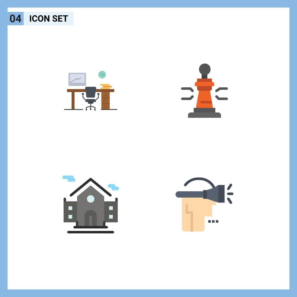 User Interface Pack of 4 Basic Flat Icons of office poker office table game real estate Editable Vector Design Elements