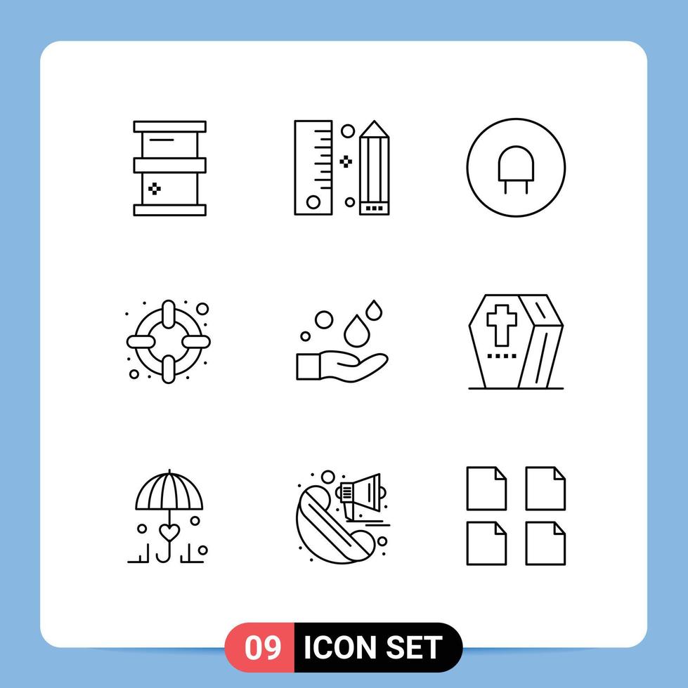 User Interface Pack of 9 Basic Outlines of soap cleaning programing support help Editable Vector Design Elements
