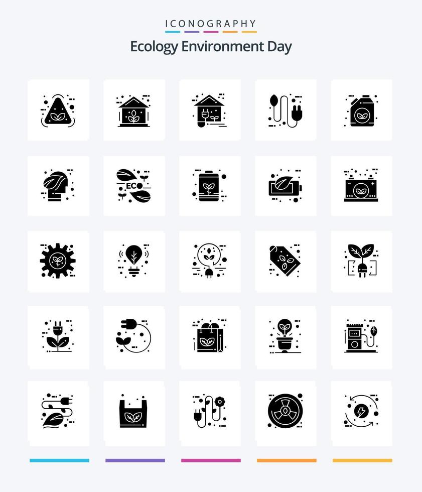 creativo ecología 25 glifo sólido negro icono paquete tal como enchufar. ecológico ecológico concepto. poder vector