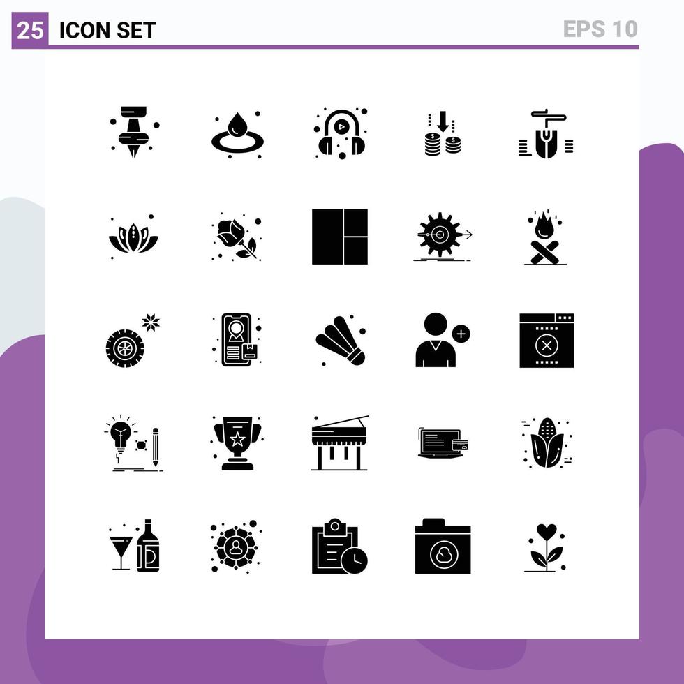 25 User Interface Solid Glyph Pack of modern Signs and Symbols of green computer learning mouse fund Editable Vector Design Elements