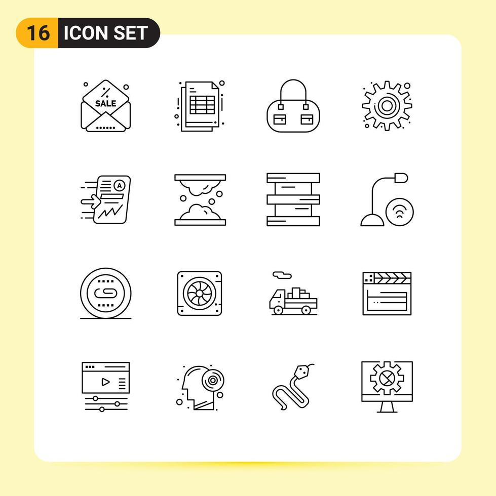 Mobile Interface Outline Set of 16 Pictograms of chart report fashion send tool Editable Vector Design Elements